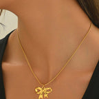 Elegant Bow Pendant Necklace & Matching Stud Earrings