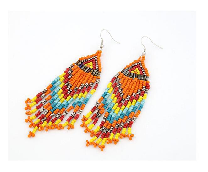 Long rice beads tassel earrings earrings earrings women