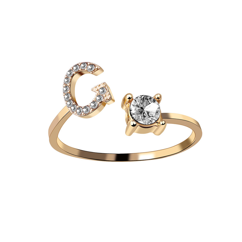 Personalized Diamond Initial Ring