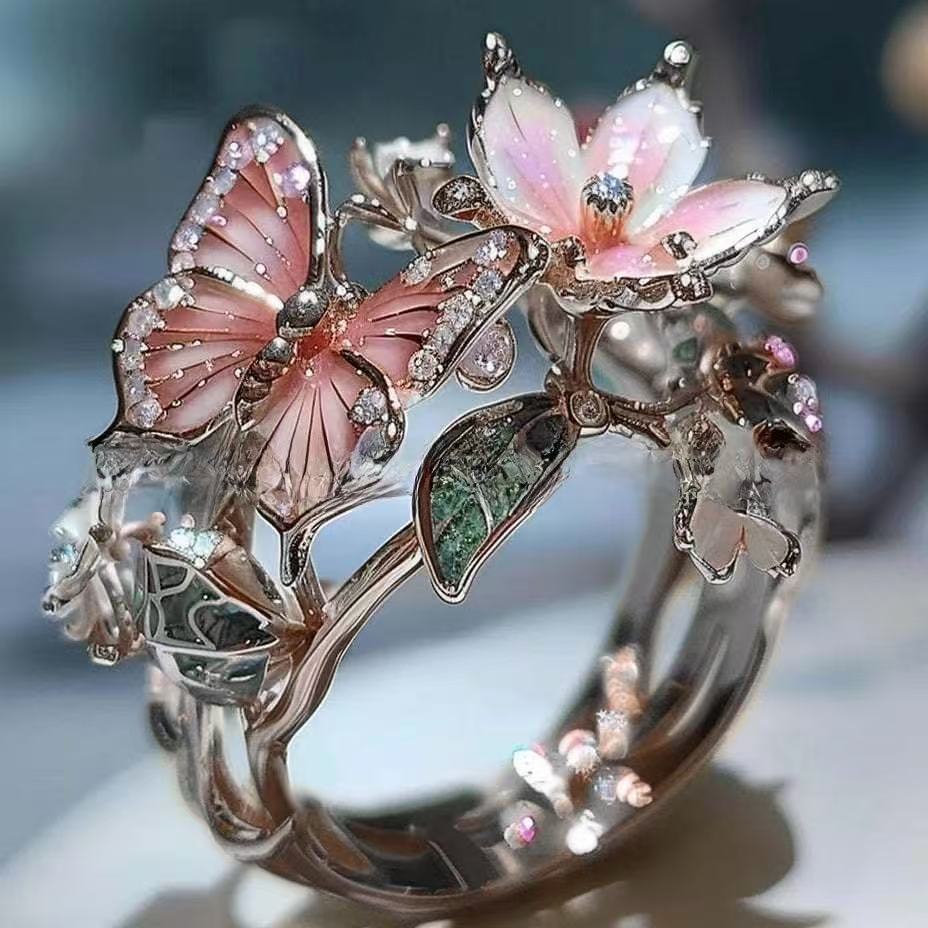 Krystal Crafts Butterfly Blossom Statement Ring
