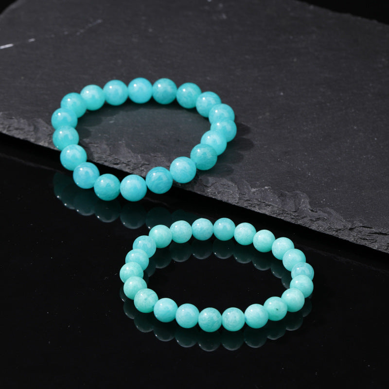 Round Bead Stretch Bracelet with Smooth Natural Finish