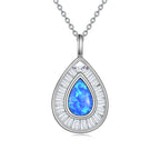 Teardrop Blue Opal Pendant Necklace