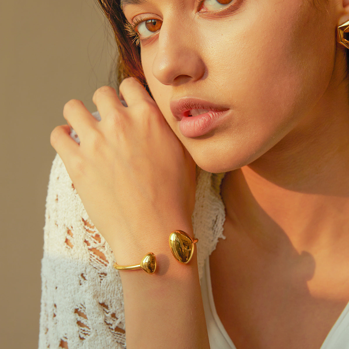 Organic Open Cuff Bracelet with Sculpted End Detail