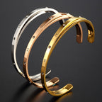 Open Cuff Bracelet with Engraved Numeral Detail