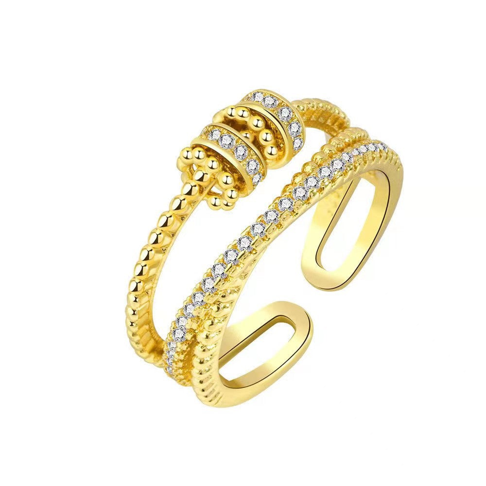 Triple Pavé Spiral Adjustable Ring