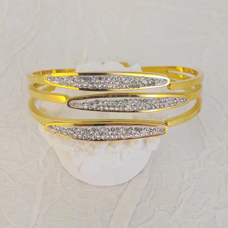 Multi-Band Crystal Detail Bracelet with Elegant Layered Design