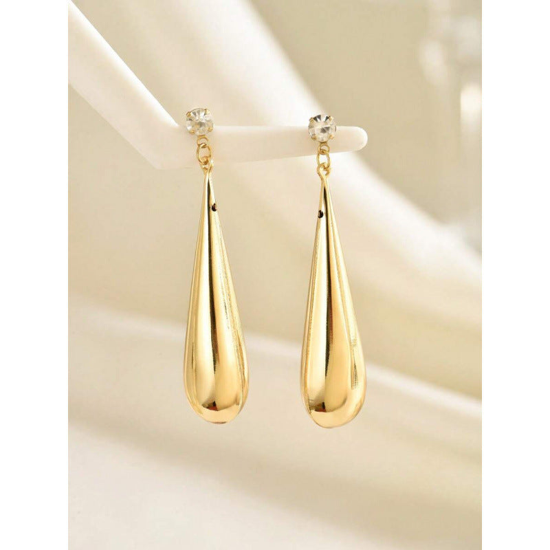 Gold Teardrop Drop Earrings