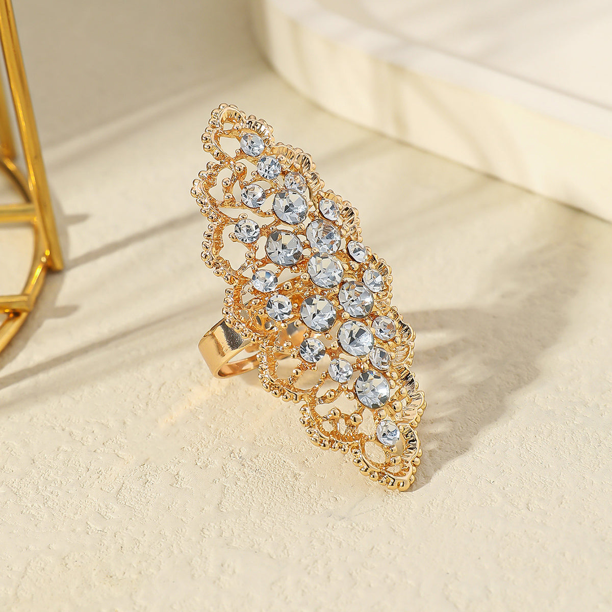 Champagne Crystal Statement  adjustable Ring