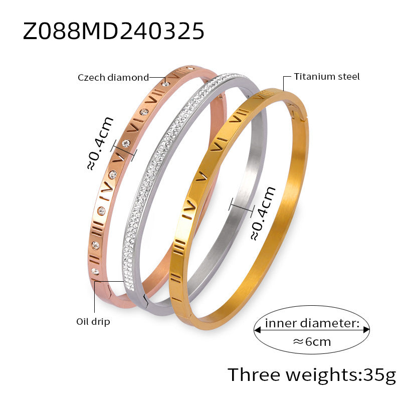 Engraved Bangle Bracelet with Refined Detail Accents