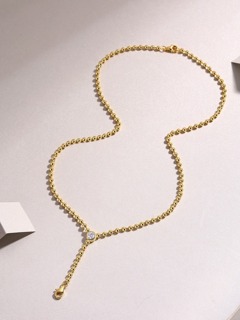 Timeless Beaded Necklace with Brilliant Gemstone Accent