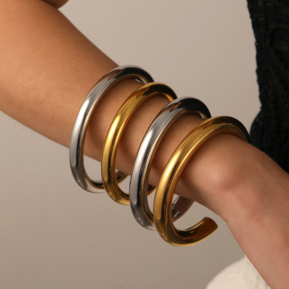 Bold Open Cuff Bracelet with Smooth Rounded Form