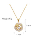 Gold Crystal Sun Pendant Necklace with Pearl Center