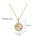 Gold Crystal Sun Pendant Necklace with Pearl Center