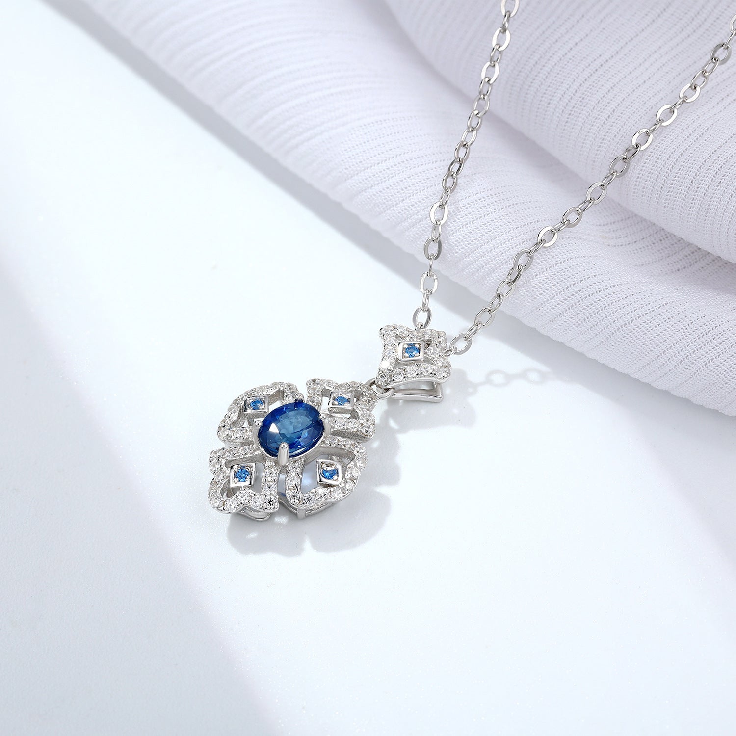 Vintage Blue Sapphire Pendant Necklace