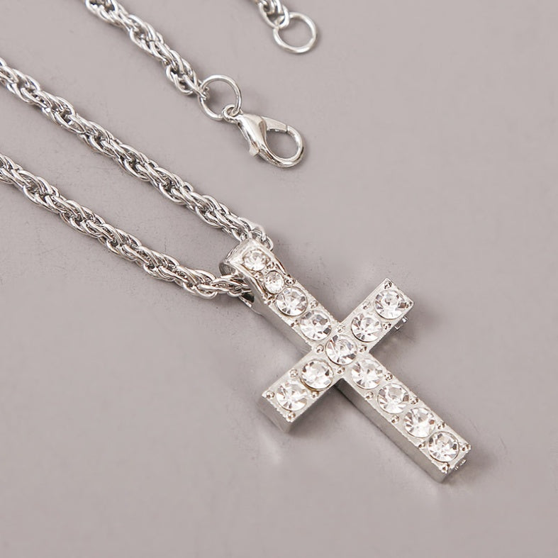 Crystal Cross Pendant Necklace – Elegant Faith-Inspired Chain