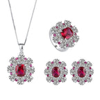 Ruby Red Floral Jewelry Set