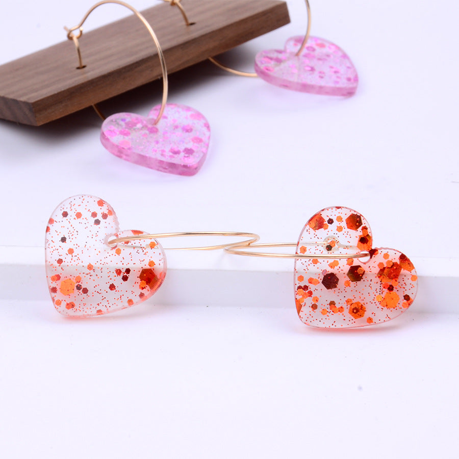 Minimalist Acrylic Sequin Heart Earrings