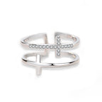 Adjustable Cross Wrap Ring – Minimalist Pavé Accent Band