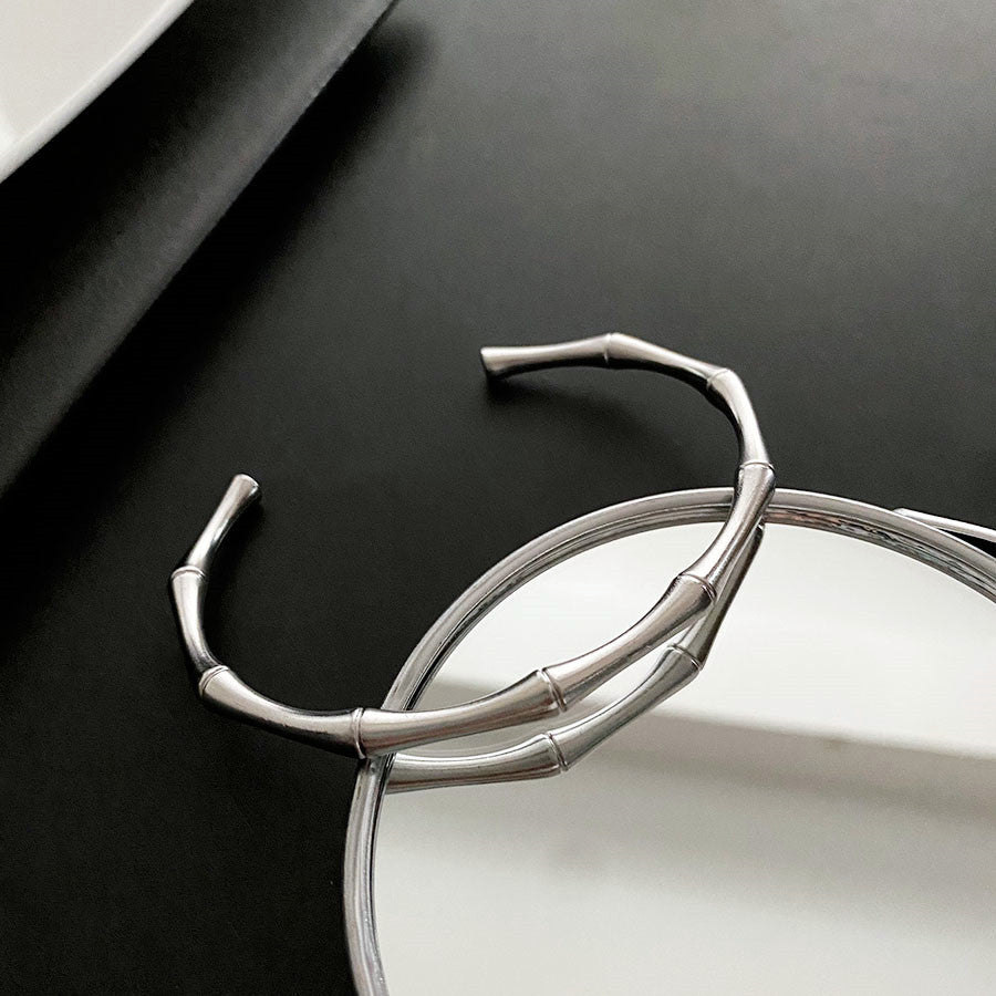 Textured Open Cuff Bracelet with Sculpted Segment Design