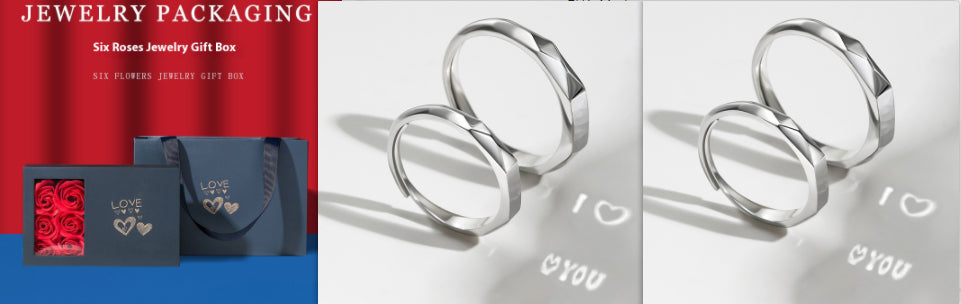 Minimalist Couple Rings Set – Faceted Promise Bands