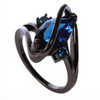 Midnight Orbit Black Rhodium Gemstone Statement Ring