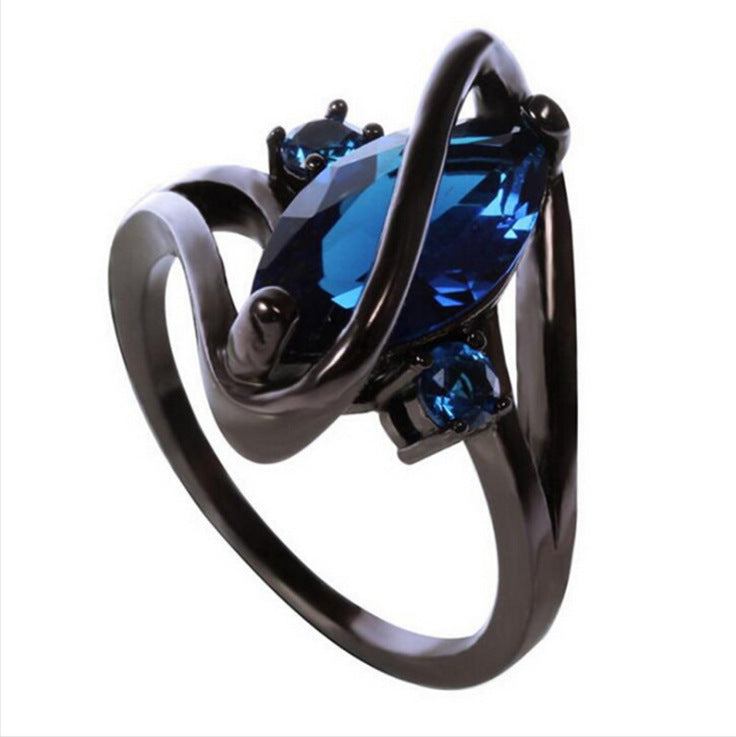 Midnight Orbit Black Rhodium Gemstone Statement Ring