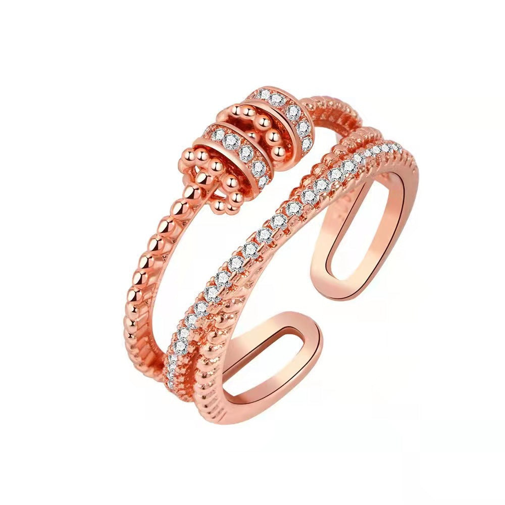 Triple Pavé Spiral Adjustable Ring
