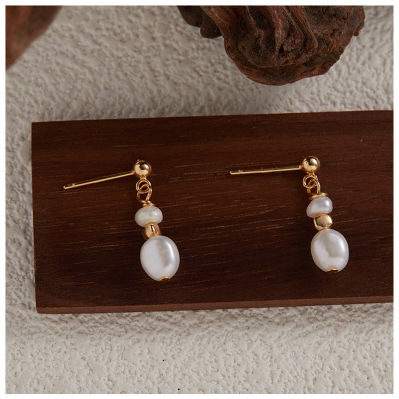Delicate Pearl Drop Earrings with Elegant Gold Accents