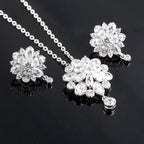 Elegant White Zircon Flower Jewelry Set