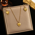 Heart Pendant Necklace & Matching Drop Earrings Set