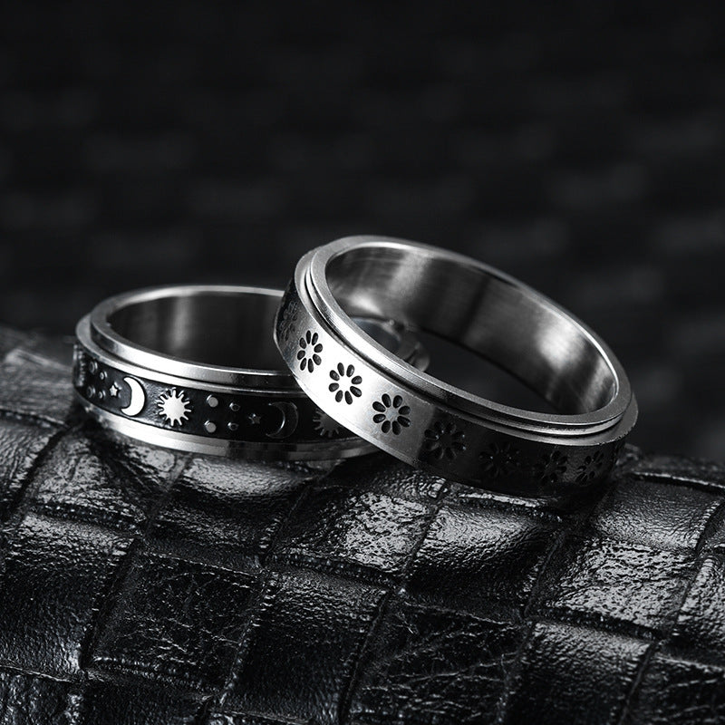 Minimalist Stainless Steel Band Ring – Engraved & Polished Finish