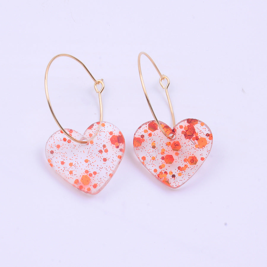 Minimalist Acrylic Sequin Heart Earrings