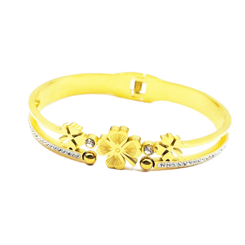 Multi-Band Crystal Detail Bracelet with Elegant Layered Design