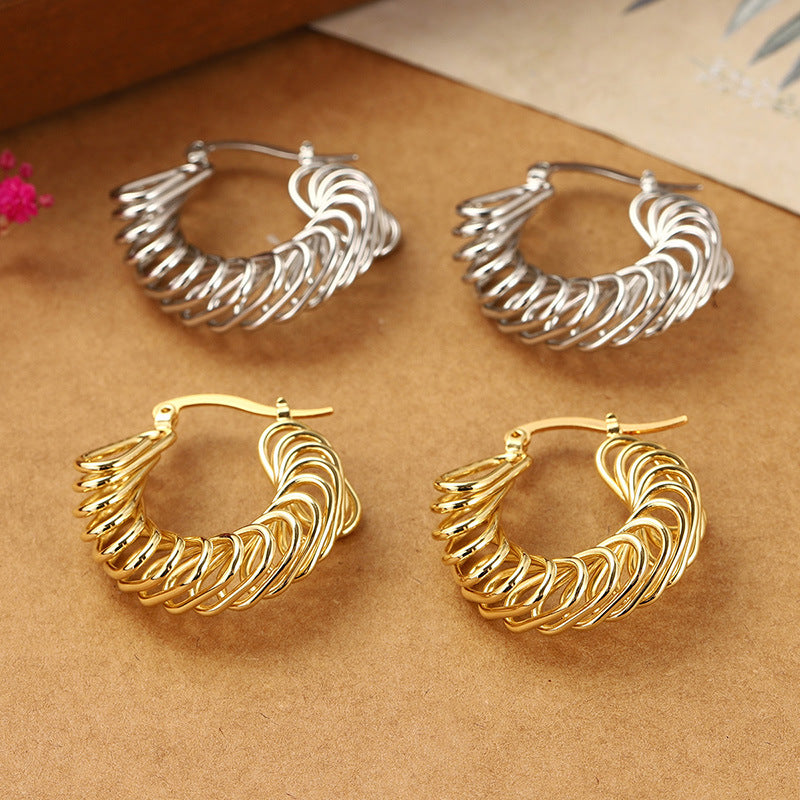 Bold Spiral Twist Hoop Earrings – Statement Clip-On Design