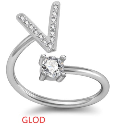 Personalized Initial Letter Ring with Pavé Stone Accent