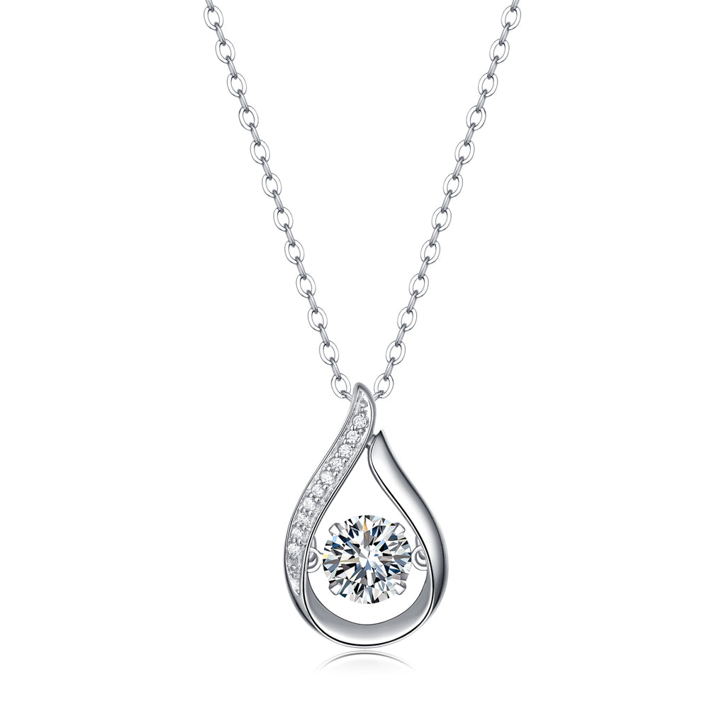 Dynamic Teardrop Diamond Pendant Necklace