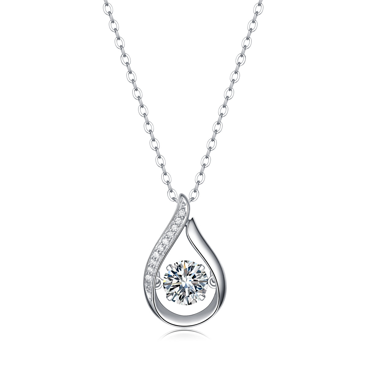 Dynamic Teardrop Diamond Pendant Necklace