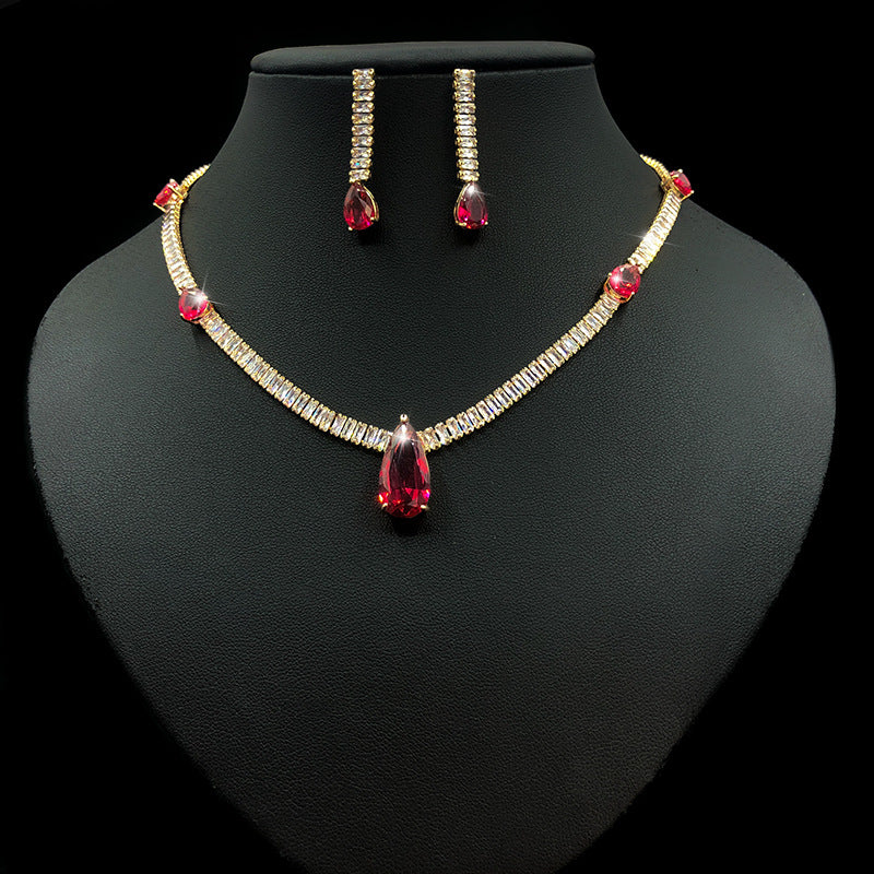 Fashion Green Crystal Bridal Jewelry Set