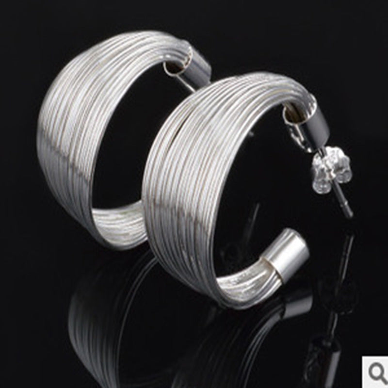 Elegant Silver Wrapped Hoop Earrings