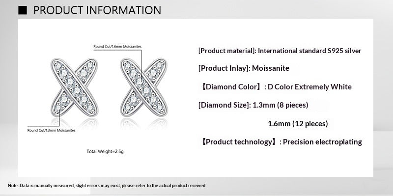 X-Shape Moissanite Stud Earrings