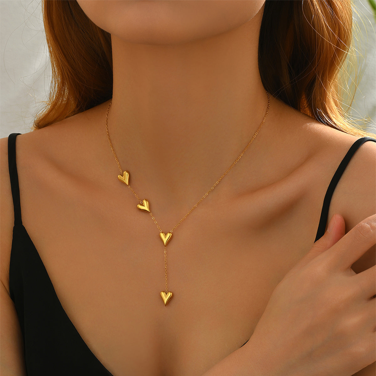 Heart Drop Y-Necklace with Minimalist Charm
