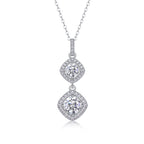 Double Halo Cushion-Cut Crystal Pendant Necklace