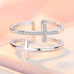 Adjustable Cross Wrap Ring – Minimalist Pavé Accent Band