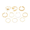 Boho Gold Stacking Ring Set – Floral & Pearl Detail Bands