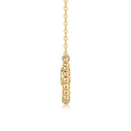 Gold Beaded Circle Necklace with Solitaire Crystal