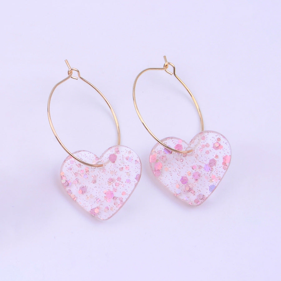 Minimalist Acrylic Sequin Heart Earrings