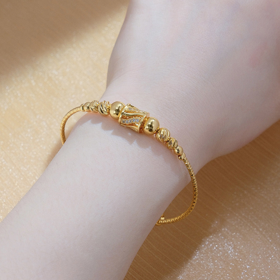 Beaded Adjustable Bangle Bracelet with Decorative Detail