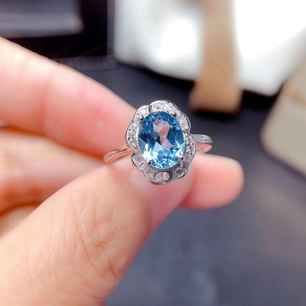 Natural Blue Topaz Jewelry Set