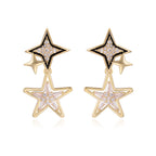 Sparkling Double-Star Drop Earrings with Crystal Accents
