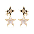 Sparkling Double-Star Drop Earrings with Crystal Accents